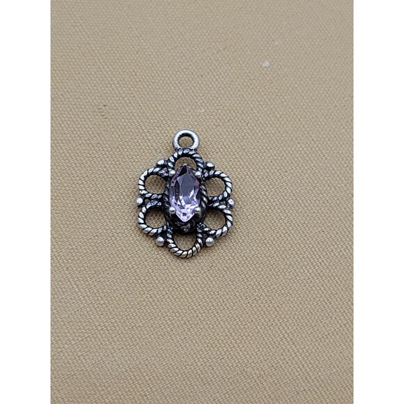 Vintage Small 925 NV Sterling silver Amethyst Pendant - Picture 4 of 7